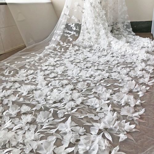 Tissu dentelle tulle floral - tulle,