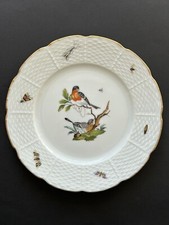 Sublime ASSIETTE porcelaine RAYNAUD LIMOGES Oiseaux Insectes Dorure TBE 22,6 cm