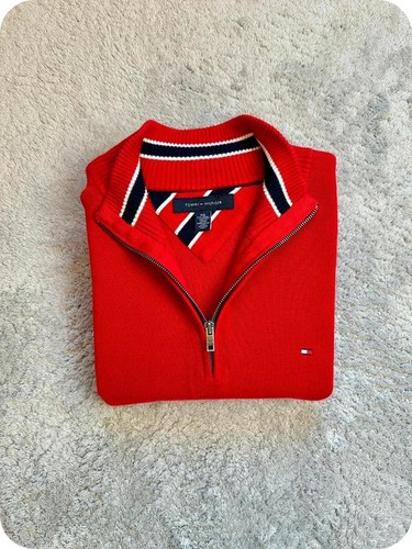 Half zip tommy hilfiger - hilfiger, rouge