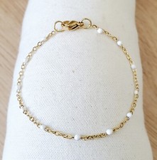 Bracelet perles résine Blanc