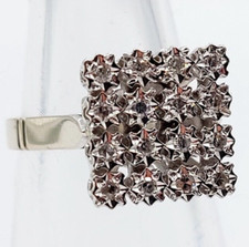 Bague art deco or blanc 18k pavé de diamant sertis étoilés (circa 1950)