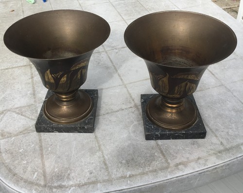 Paire vases dinanderie - de, en