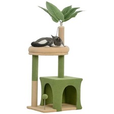 Arbre À Chat Vert 98 Cm Avec Niche Lit Griffoirs Et Feuilles Artificielles Jeux