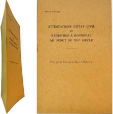 Attestations état civil registres à Bonneval début XVIe 1961 Marcel Couturier