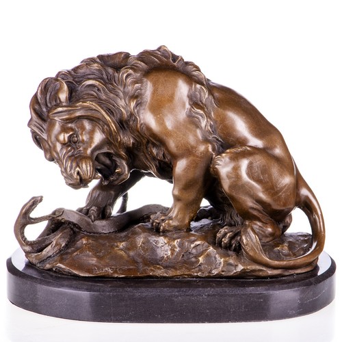 Sculpture bronze un lion - en, d'un