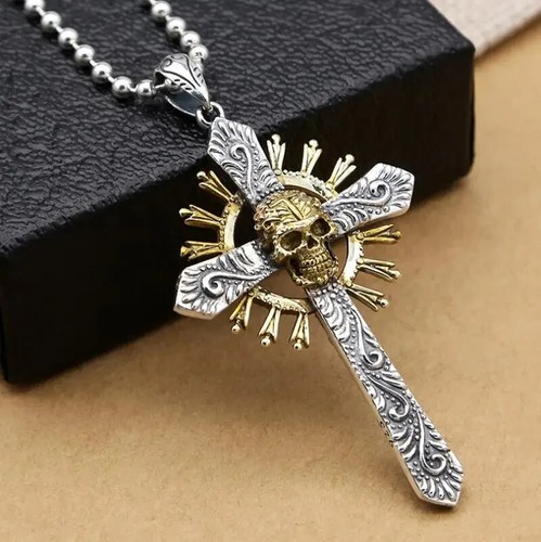 Collier tête mort croix - tête,