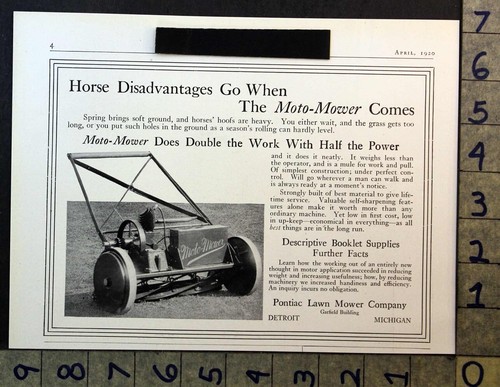1920 pontiac lawn moto mower - pontiac,