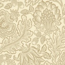Papier Peint Floral Trail Fernhurst Feuilles Métalliques Glands Beige 1111