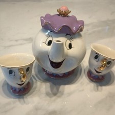 Lot de 3 théières et tasses à chips La Belle et la Bête Mme Potts sans boîte ...