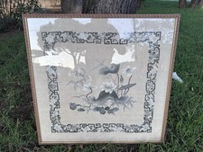 Tableau broderie sur Soie À Décor Floral Signée Japon