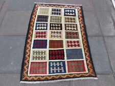 Vintage Traditionnel Main Fabriqué Oriental Laine Gris Bleu Gabbe Rug 139x100cm