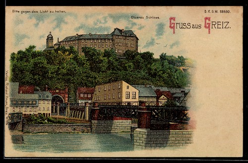 Lithographie greiz château - lithographie,