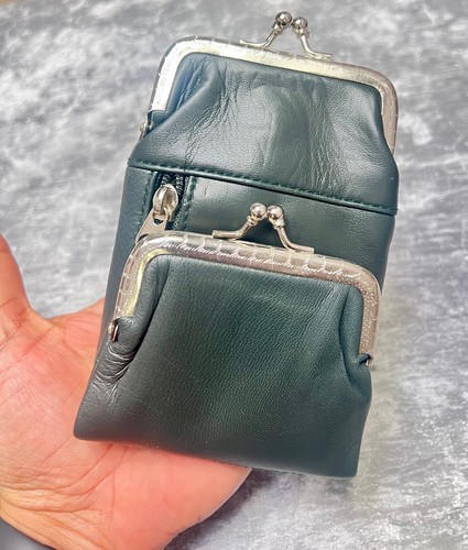 Vert foncé cuir - cuir, porte-monnaie