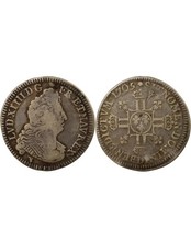 France Louis XIV - 1/2 Ecu Argent, aux Huit L, 2e Type - 1705 D Lyon Réformé