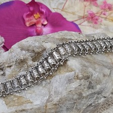 Bracelet Ancien Articulé Éléments Dentelle D'argent 800 Art Déco 19,5 Cm X 17mm