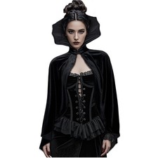Cape Courte en Velours Gothique Cape Collier Vampire pour Femmes Halloween Co...
