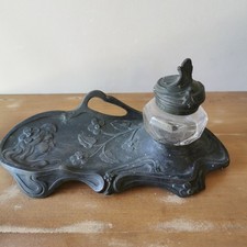 A181/ Encrier En Étain Art