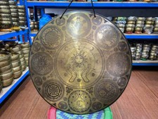 20" Special Solar Eclipse Face Sculpting Tibetan Gong Népal-Temple gong-Sound