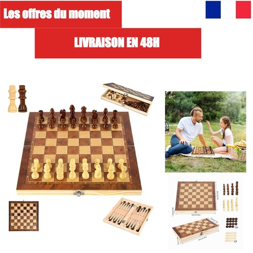 Jeu échecs bois en 1 - jeu, d'échecs
