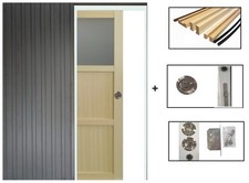 Porte Coulissante Ayous 2 Panneaux + 1 Vitrage H204 X L83 + Système à Galandage 