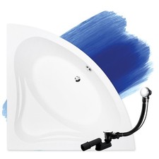 Baignoire Bain d'angle 140x140, Siphon de bain et pieds - Set 3en1 - MIA