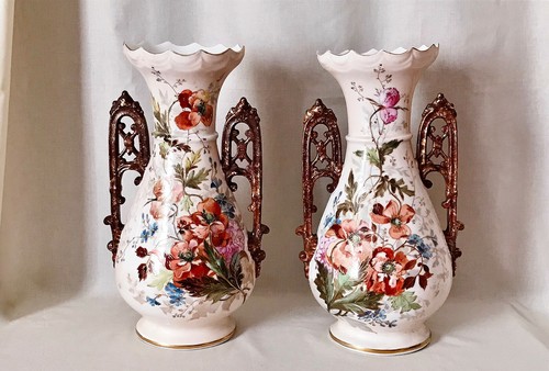 Rare paire vases balustre - vases,