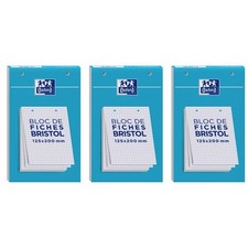 [400167359-3] Oxford Lot de 3 Blocs de 30 fiches bristol 125X200 perforées Q5...
