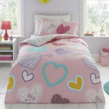 Cœurs Simple Literie Set Double Face Housse de Couette & Taie Filles Chambre
