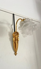 Ancien Applique Murale Doré France Style Empire Laurier Tulipe