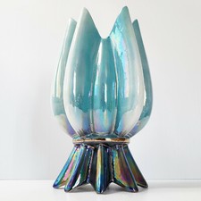 SUPERBE VASE VINTAGE ITALIEN 1960 CERAMIQUE NACREE 60S 1960S ANNEES 60