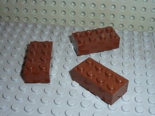 3 x LEGO Oldbrown bricks 2x4 ref 3001 Set 7121/7194/4708/7124/7184/7104/7128....