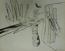 François Arnal Encre et lavis 1956 signée et datée