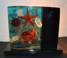Lampe  Inclusions en résine à decors marin  Vintage