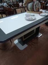 Table Design italien . Excellent état . Bicolore  ivoire et gris taupe