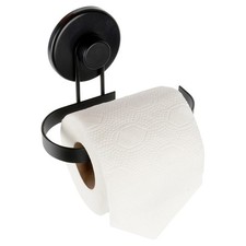 Distributeur Papier Toilette Métal Noir avec Ventouse Porte-Rouleaux WC