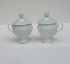 Ancien pot à crème en porcelaine blanche avec couvercle prise fruit (x2) Lot 1