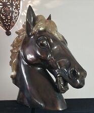 Statue, sculpture, tête de cheval en bronze