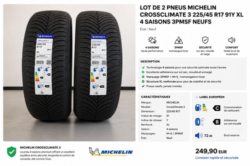 Lot pneus michelin - lot,