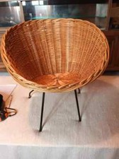 fauteuil rotin vintage années 50