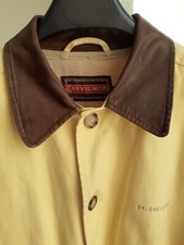 Vintage  , veste CH . CHEVIGNON    , jaune , toile et cuir , Taille L , TBE