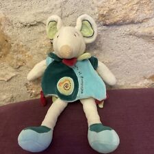 Doudou et compagnie Peluche souris Filousine 30 Cm Bleu Vert Blanc Rouge Cape