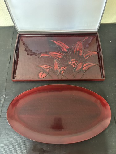 Lot plateaux laque - laque, rouge