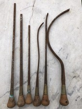 Outils anciens, 6 rembourroirs bourrelier, sellier travail du cuir. 44 à 60,5 cm
