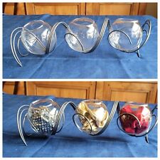 Petits pots de fleurs en verre avec support en fil métallique, décoration maison