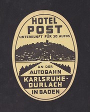 Ancienne étiquette de bagage France BN106960 Hôtel Post Baden Allemagne 