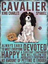 Cavalier King Charles Spaniel Petit Acier Signe 200mm x 150mm ( Og )