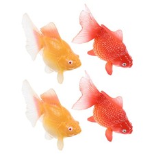  4 Pcs Faux Poissons Rouge En Plastique Figurines De Koi Décoration D'aquarium