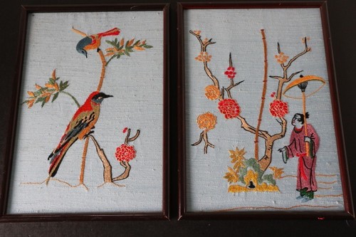 Paire cadres avec - paire, broderie