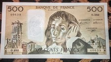 Billet 500 Francs Pascal 2/1/1992 ( Pas de Trous )