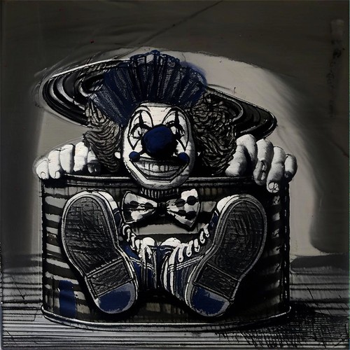 Clown dans une boite - un,
